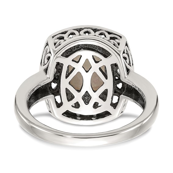 Shey Couture Sterling Silver with 14K Accent Antiqued Mother Of Pearl Ring