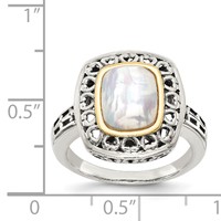 Shey Couture Sterling Silver Ring with 14K Accent Antiqued Mother of Pearl view 4