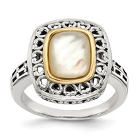 Shey Couture Sterling Silver Ring with 14K Accent Antiqued Mother of Pearl view 1