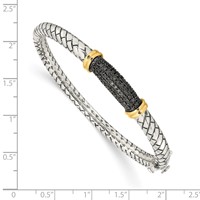 Shey Couture Sterling Silver Bracelet with 14K Accent Antiqued Black Diamond Hinged Bangle view 3