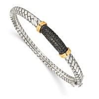 Shey Couture Sterling Silver Bracelet with 14K Accent Antiqued Black Diamond Hinged Bangle view 1