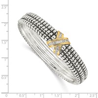 Shey Couture Sterling Silver Bracelet with 14K Accent Antiqued Diamond Hinged Bangle view 3