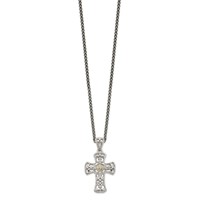 Shey Couture Sterling Silver Necklace with 14K Accent Diamond Cross, 18" view 2