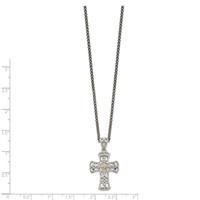 Shey Couture Sterling Silver Necklace with 14K Accent Diamond Cross, 18" view 3