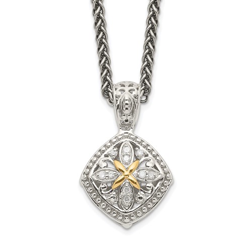 Shey Couture Sterling Silver Necklace with 14K Accent Diamond, 18"