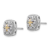 Shey Couture Sterling Silver Rhodium-plated Earrings with 14K Accent Diamond Vintage Post view 2