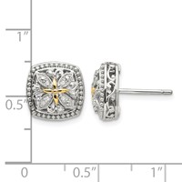 Shey Couture Sterling Silver Rhodium-plated Earrings with 14K Accent Diamond Vintage Post view 4