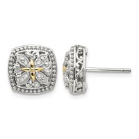 Shey Couture Sterling Silver Rhodium-plated Earrings with 14K Accent Diamond Vintage Post view 1
