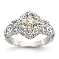 Shey Couture Sterling Silver Rhodium-plated Ring with 14K Accent Diamond view 1