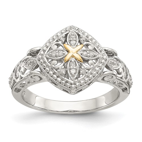 Shey Couture Sterling Silver Rhodium-plated Ring with 14K Accent Diamond