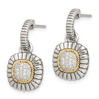 Shey Couture Sterling Silver Earrings with 14K Accent Diamond Dangle Post view 2