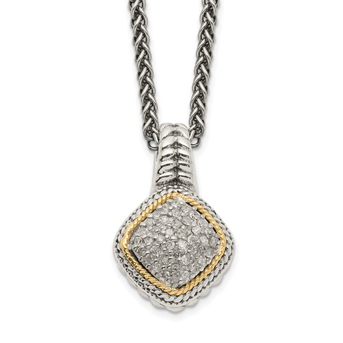 Shey Couture Sterling Silver Necklace with 14K Accent Diamond, 18"