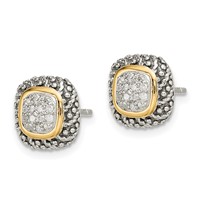 Shey Couture Sterling Silver Earrings with 14K Accent Antiqued Diamond Post view 2