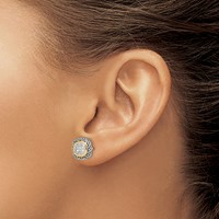 Shey Couture Sterling Silver Earrings with 14K Accent Antiqued Diamond Post view 3
