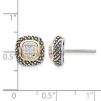 Shey Couture Sterling Silver Earrings with 14K Accent Antiqued Diamond Post view 4