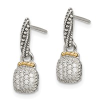 Shey Couture Sterling Silver Earrings with 14K Accent Antiqued Diamond Dangle Post view 2