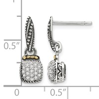 Shey Couture Sterling Silver Earrings with 14K Accent Antiqued Diamond Dangle Post view 4