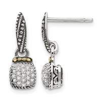 Shey Couture Sterling Silver Earrings with 14K Accent Antiqued Diamond Dangle Post view 1