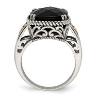 Shey Couture Sterling Silver Ring with 14K Accent Antiqued Checkerboard-cut Black Onyx view 2