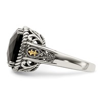 Shey Couture Sterling Silver Ring with 14K Accent Antiqued Checkerboard-cut Black Onyx view 3