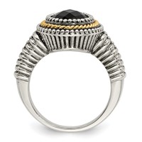 Shey Couture Sterling Silver Ring with 14K Accent Antiqued Checkerboard-cut Black Onyx view 2