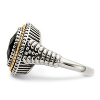 Shey Couture Sterling Silver Ring with 14K Accent Antiqued Checkerboard-cut Black Onyx view 3