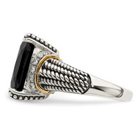 Shey Couture Sterling Silver Ring with 14K Accent Antiqued Black Onyx and White Diamond view 3