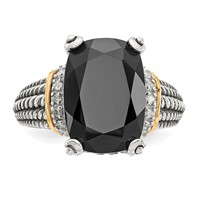 Shey Couture Sterling Silver Ring with 14K Accent Antiqued Black Onyx and White Diamond view 5