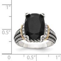 Shey Couture Sterling Silver Ring with 14K Accent Antiqued Black Onyx and White Diamond view 4