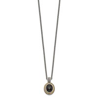 Shey Couture Sterling Silver Necklace with 14K Accent Antiqued Checkerboard-cut Black Onyx, 18" view 2