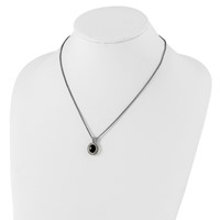 Shey Couture Sterling Silver Necklace with 14K Accent Antiqued Checkerboard-cut Black Onyx, 18" view 4