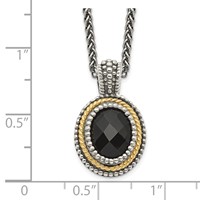 Shey Couture Sterling Silver Necklace with 14K Accent Antiqued Checkerboard-cut Black Onyx, 18" view 3