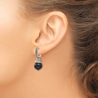 Shey Couture Sterling Silver Earrings with 14K Accent Antiqued Black Onyx Hinged Hoop Dangle view 3