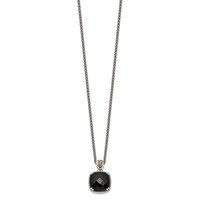 Shey Couture Sterling Silver Necklace with 14K Accent Antiqued Checkerboard-cut Black Onyx, 18" view 2