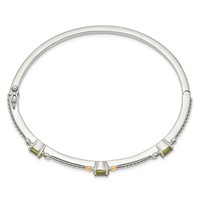 Shey Couture Sterling Silver Bangle with 14K Accent Antiqued Oval Peridot Hinged view 2