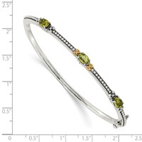 Shey Couture Sterling Silver Bangle with 14K Accent Antiqued Oval Peridot Hinged view 3