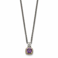Shey Couture Sterling Silver Necklace with 14K Accent Antiqued Cushion Amethyst, 18" view 2