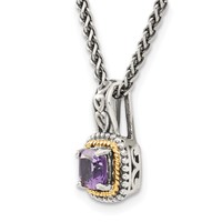 Shey Couture Sterling Silver Necklace with 14K Accent Antiqued Cushion Amethyst, 18" view 5