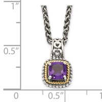 Shey Couture Sterling Silver Necklace with 14K Accent Antiqued Cushion Amethyst, 18" view 3