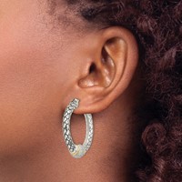 Shey Couture Sterling Silver Earrings with 14K Accent Antiqued Diamond Hoop view 3