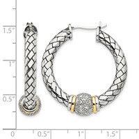 Shey Couture Sterling Silver Earrings with 14K Accent Antiqued Diamond Hoop view 4