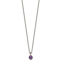 Shey Couture Sterling Silver Necklace with 14K Accent Antiqued Amethyst Oval, 18" view 2
