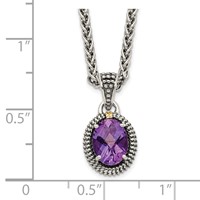 Shey Couture Sterling Silver Necklace with 14K Accent Antiqued Amethyst Oval, 18" view 3