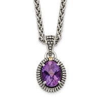 Shey Couture Sterling Silver Necklace with 14K Accent Antiqued Amethyst Oval, 18" view 1