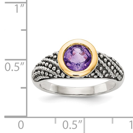 Sterling Silver Antiqued w/14k Gemstone Rings