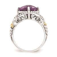 Sterling Silver Ring with 14K Amethyst Cushion view 2