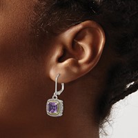 Shey Couture Sterling Silver Earrings with 14K Accent Antiqued Cushion Amethyst Leverback view 3