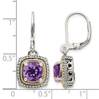 Shey Couture Sterling Silver Earrings with 14K Accent Antiqued Cushion Amethyst Leverback view 4