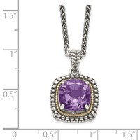 Shey Couture Sterling Silver Necklace with 14K Accent Antiqued Cushion Amethyst, 18" view 3