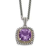 Shey Couture Sterling Silver Necklace with 14K Accent Antiqued Cushion Amethyst, 18" view 1